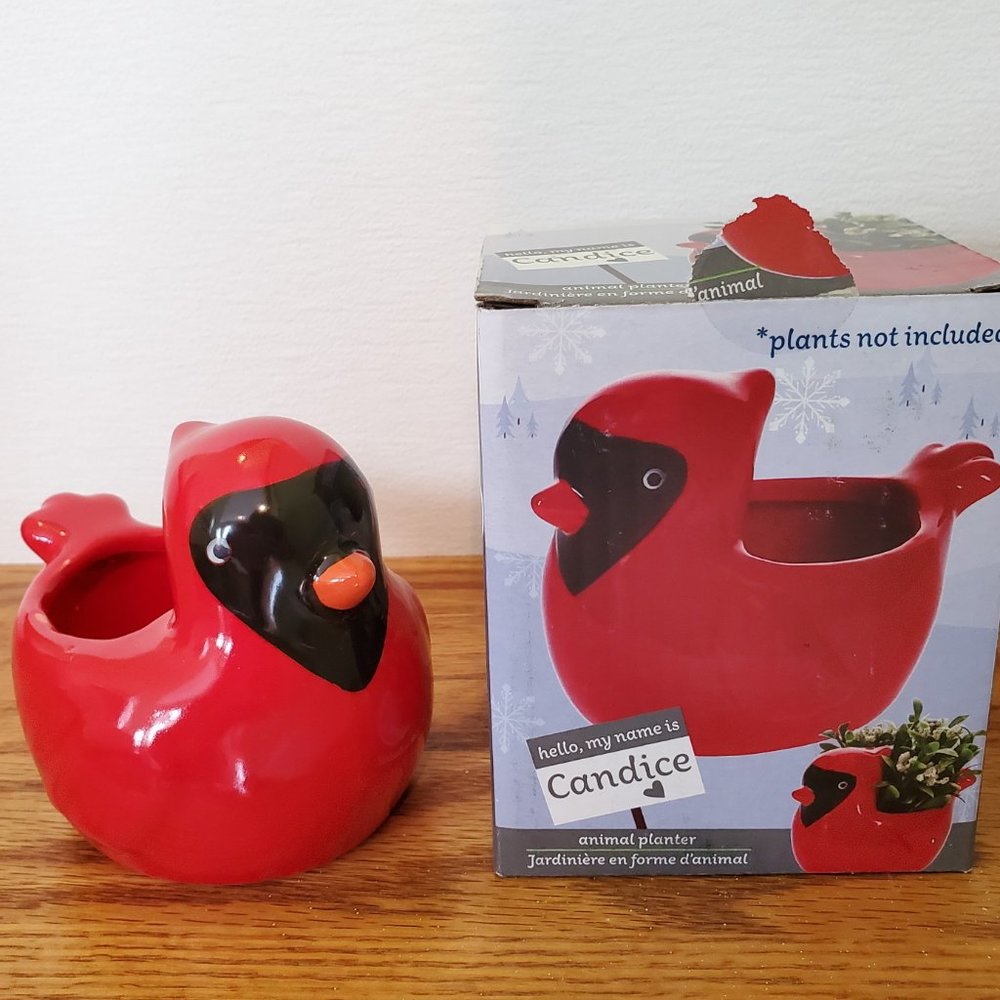 Animal Planters, New Winter 2021 4pc Set, Cardinal Polar Bear Puffin Seal - Picture 7 of 11